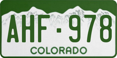 CO license plate AHF978