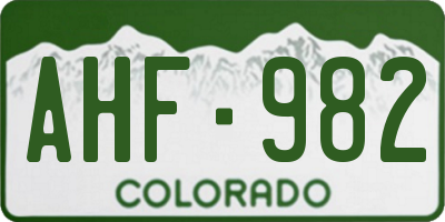 CO license plate AHF982