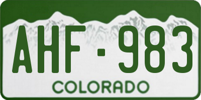 CO license plate AHF983