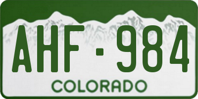 CO license plate AHF984