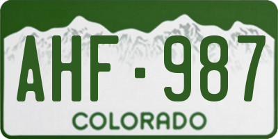CO license plate AHF987