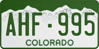 CO license plate AHF995
