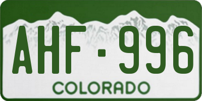 CO license plate AHF996