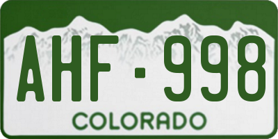 CO license plate AHF998
