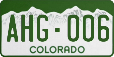 CO license plate AHG006