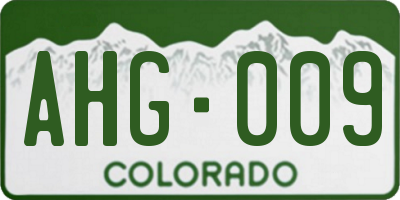 CO license plate AHG009