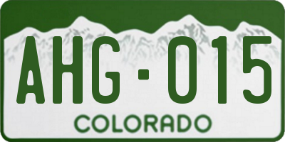 CO license plate AHG015