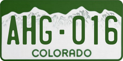 CO license plate AHG016