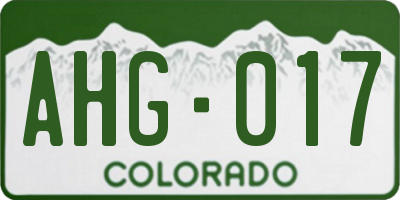 CO license plate AHG017