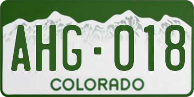 CO license plate AHG018