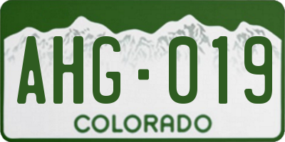 CO license plate AHG019