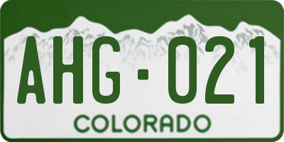 CO license plate AHG021