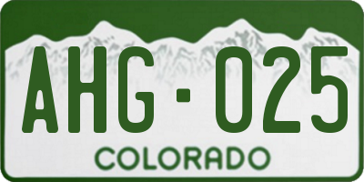 CO license plate AHG025