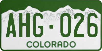 CO license plate AHG026