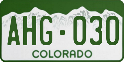 CO license plate AHG030