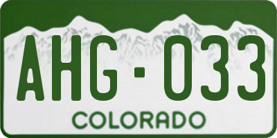 CO license plate AHG033
