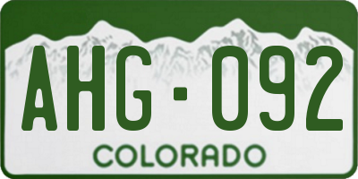 CO license plate AHG092