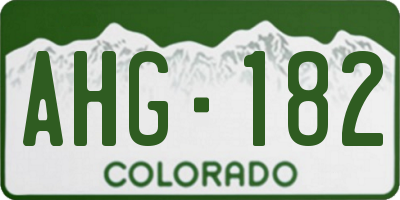 CO license plate AHG182
