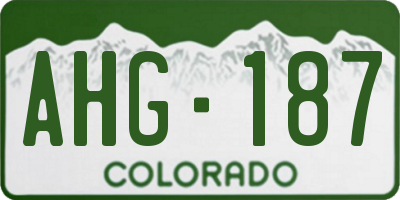 CO license plate AHG187