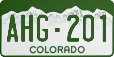 CO license plate AHG201