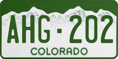 CO license plate AHG202
