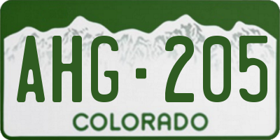 CO license plate AHG205