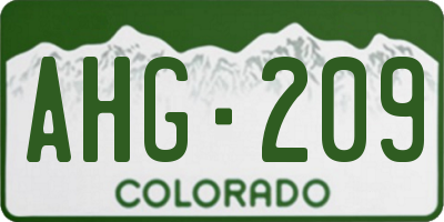 CO license plate AHG209