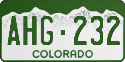 CO license plate AHG232