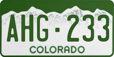 CO license plate AHG233