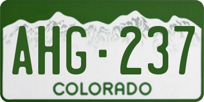 CO license plate AHG237