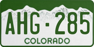 CO license plate AHG285