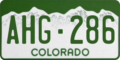 CO license plate AHG286
