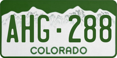 CO license plate AHG288