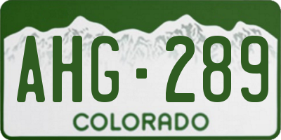 CO license plate AHG289