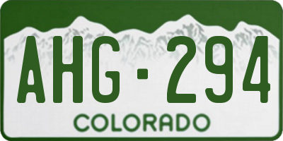 CO license plate AHG294