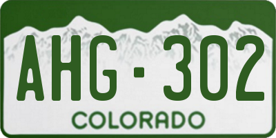 CO license plate AHG302