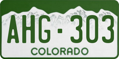 CO license plate AHG303