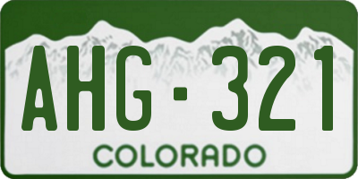 CO license plate AHG321