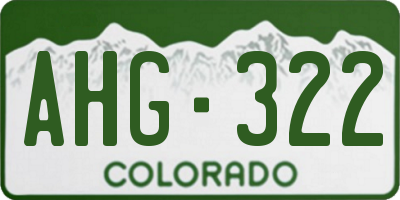 CO license plate AHG322