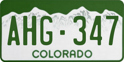 CO license plate AHG347