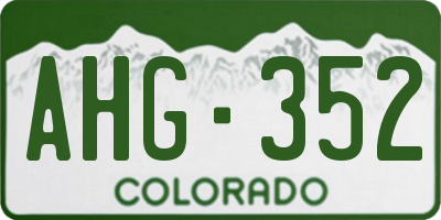 CO license plate AHG352