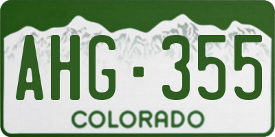CO license plate AHG355