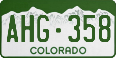 CO license plate AHG358