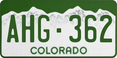 CO license plate AHG362