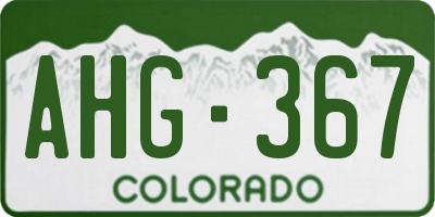 CO license plate AHG367