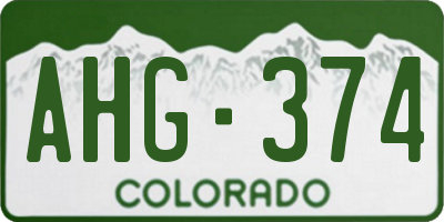 CO license plate AHG374