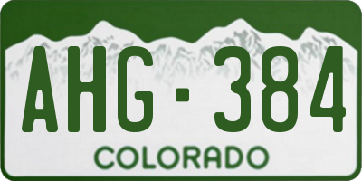 CO license plate AHG384