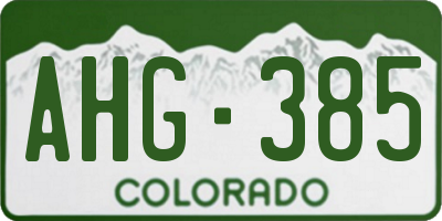 CO license plate AHG385
