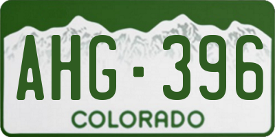 CO license plate AHG396