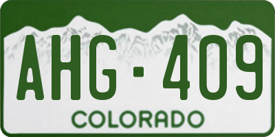 CO license plate AHG409